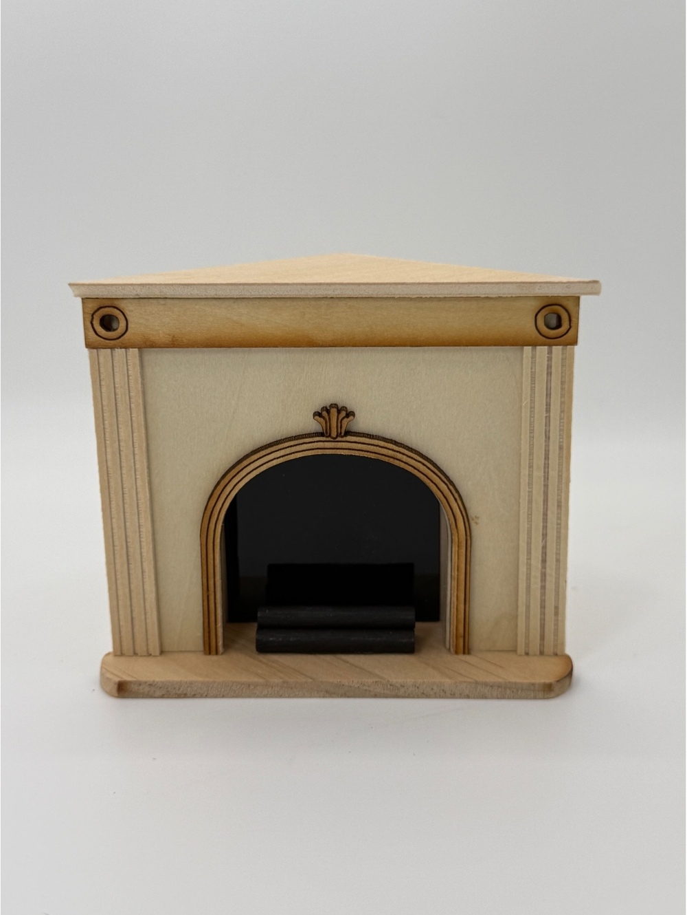 1:12 Scale Dollhouse Corner Fireplace Unfinished Wood Miniature, Modern